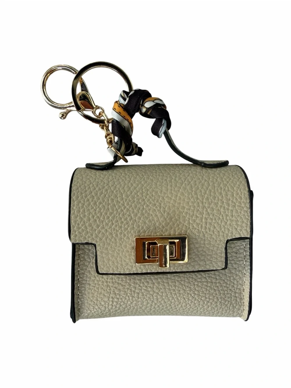 Mini Handbag Bag Charm AirPods Holder Keychain Cream NWT Cream & Gray